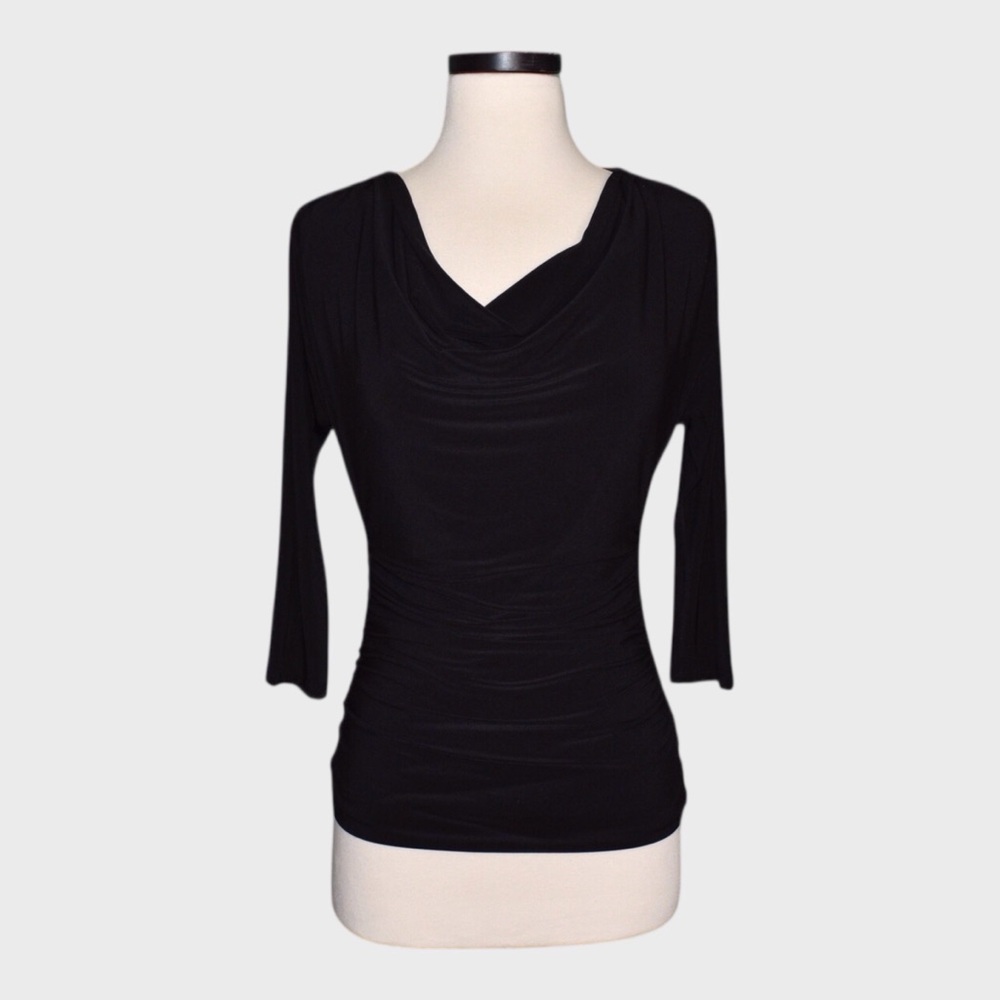White House Black Market Drape Neck Ruched Top